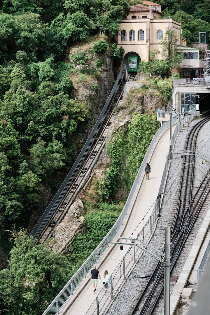 Montserrat funicular and rack railway in spain