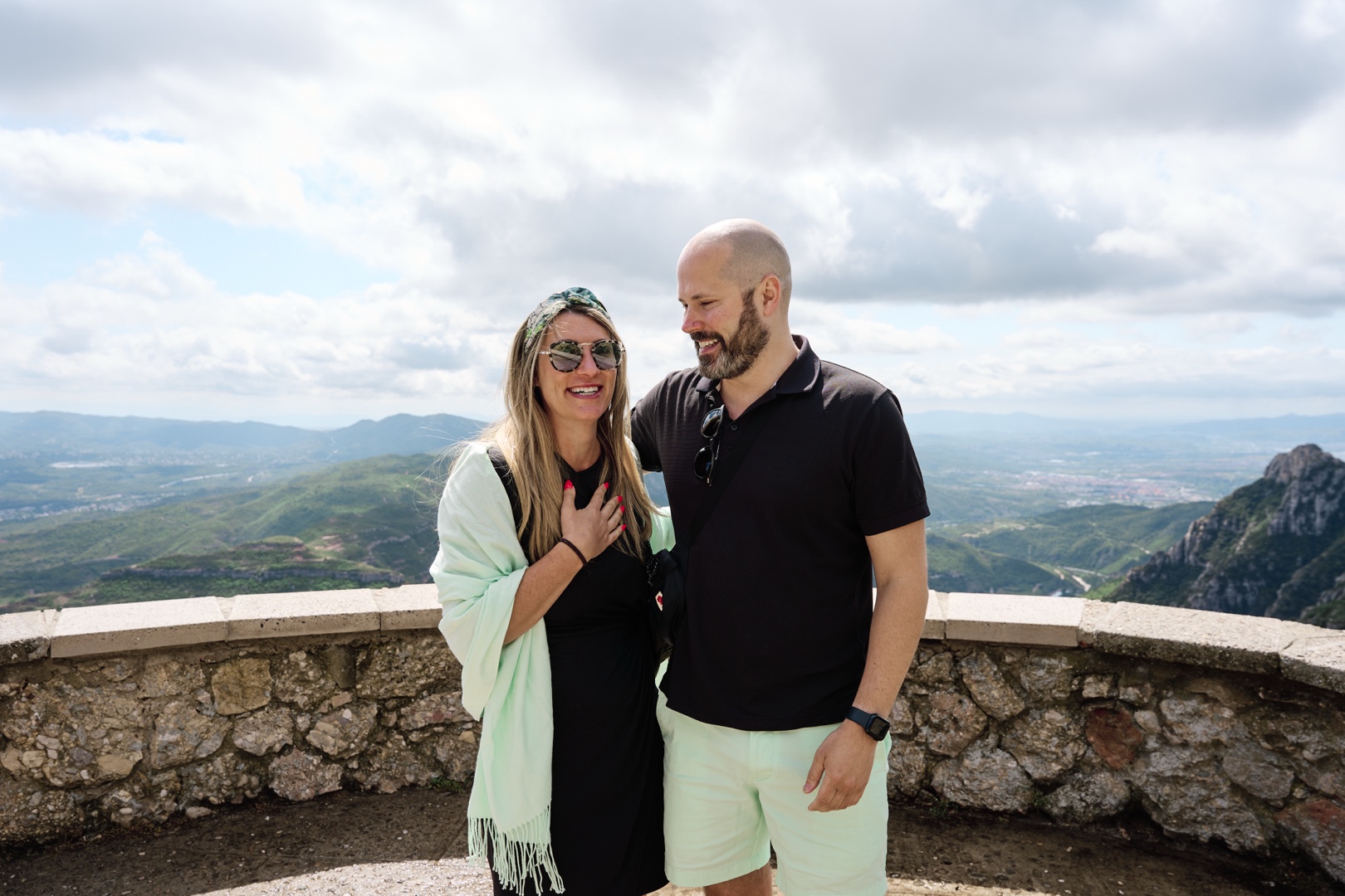 Romantic proposal moment on montserrat viewpoint