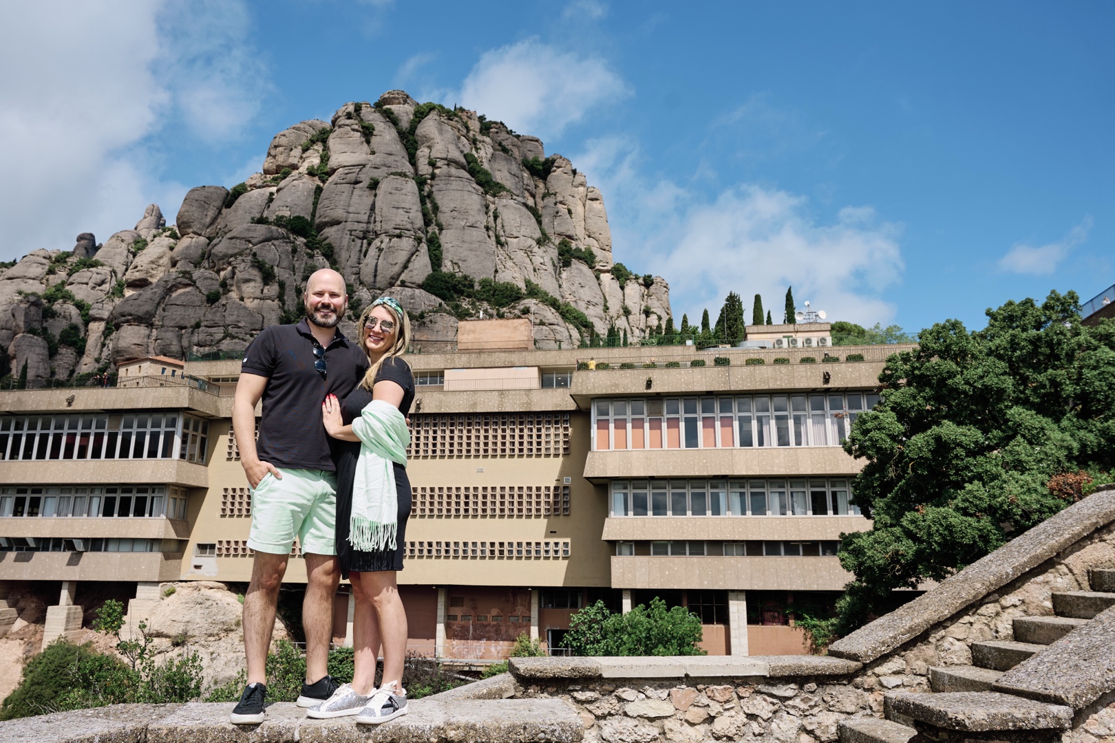 Couple expressing love in montserrat mountains